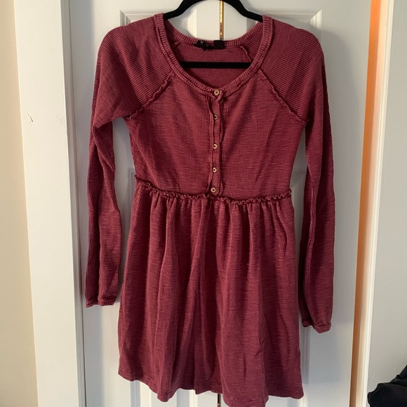 Roxy Maroon Waffle Knit Dress - Picture 1 of 3